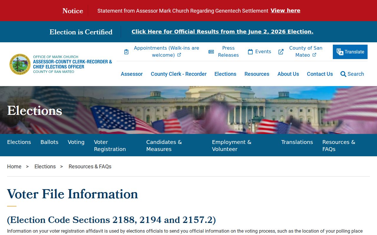 Foster City people directories San Mateo County voter file information